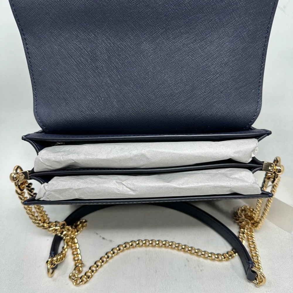 Tory Burch Leather Emerson Shoulder Bag, OS - Navy - Picture 8 of 13